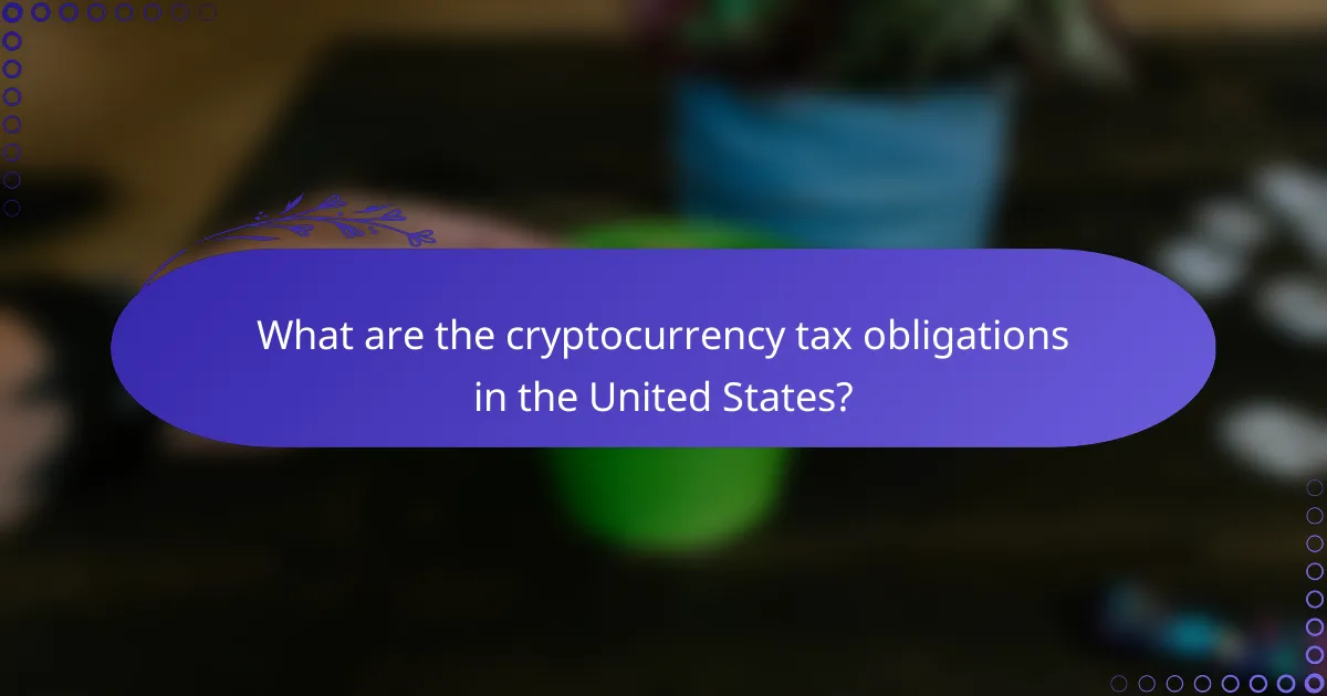 What are the cryptocurrency tax obligations in the United States?