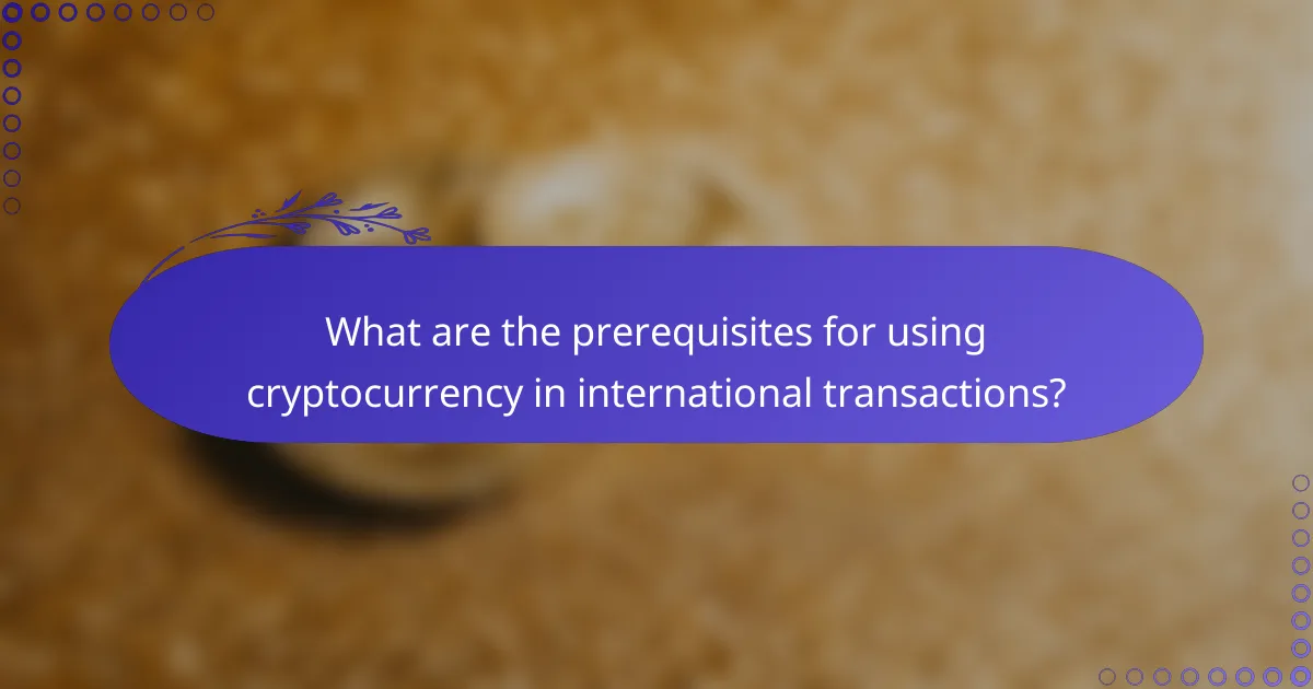 What are the prerequisites for using cryptocurrency in international transactions?