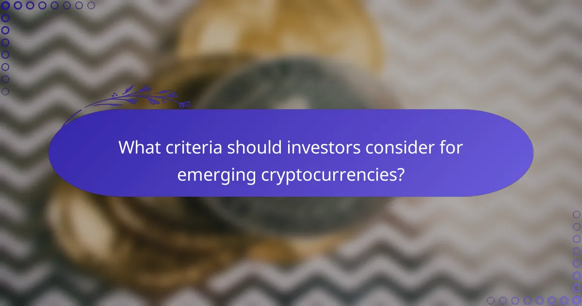 What criteria should investors consider for emerging cryptocurrencies?